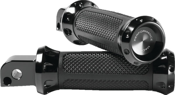 Performance Machine Footpegs Overdrive Passenger - Black Ano - Bull Strap