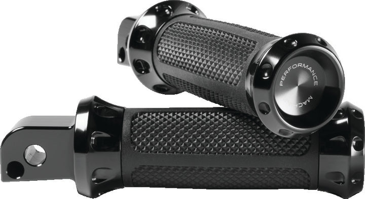 Performance Machine Footpegs Overdrive Passenger - Black Ano - Bull Strap