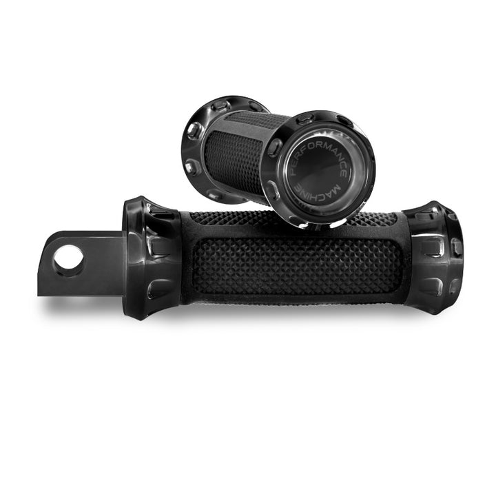 Performance Machine Footpegs Overdrive Passenger - Black Ano - Bull Strap