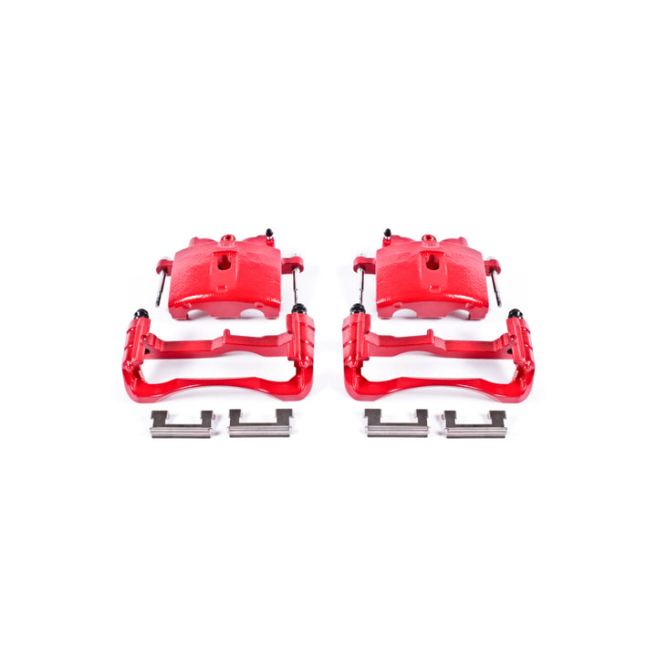 Power Stop 00-04 Cadillac DeVille Front Red Calipers w/Brackets - Pair - Bull Strap
