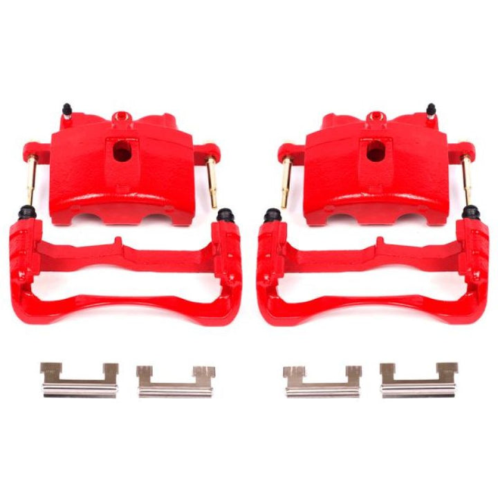 Power Stop 00-04 Cadillac DeVille Front Red Calipers w/Brackets - Pair - Bull Strap
