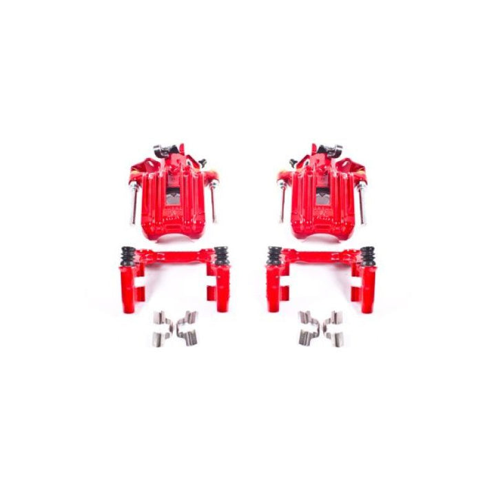 Power Stop 00-06 Audi TT Quattro (w/Non Vented Rotors Only) Rear Red Calipers w/Brackets - Pair - Bull Strap
