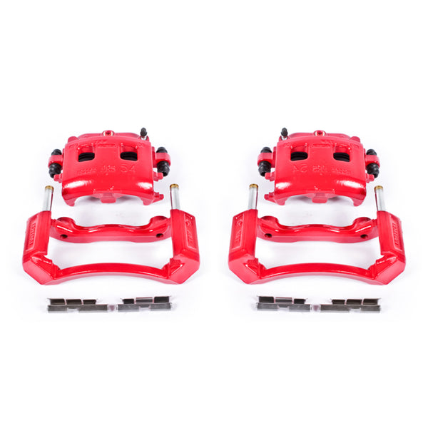 Power Stop 02-05 Dodge Ram 1500 Front Red Calipers w/Brackets - Pair - Bull Strap