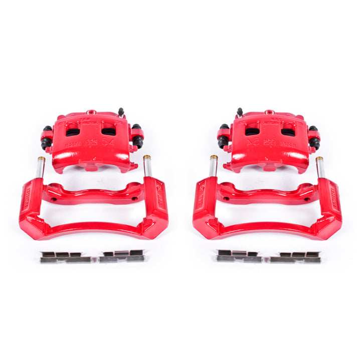Power Stop 02-05 Dodge Ram 1500 Front Red Calipers w/Brackets - Pair - Bull Strap