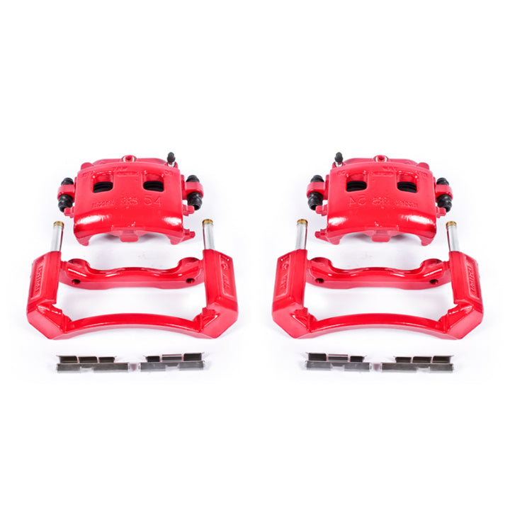Power Stop 02-05 Dodge Ram 1500 Front Red Calipers w/Brackets - Pair - Bull Strap