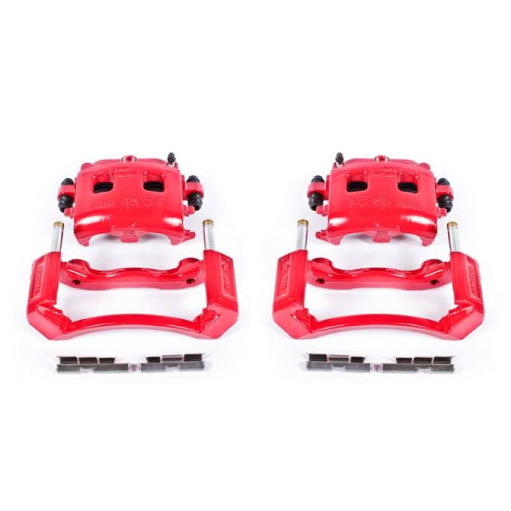 Power Stop 02-05 Dodge Ram 1500 Front Red Calipers w/Brackets - Pair - Bull Strap
