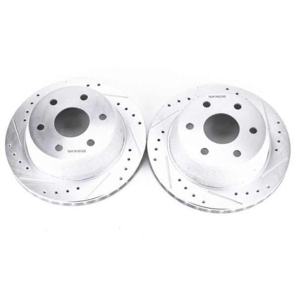 Power Stop 02-06 Cadillac Escalade Rear Evolution Drilled & Slotted Rotors - Pair - Bull Strap