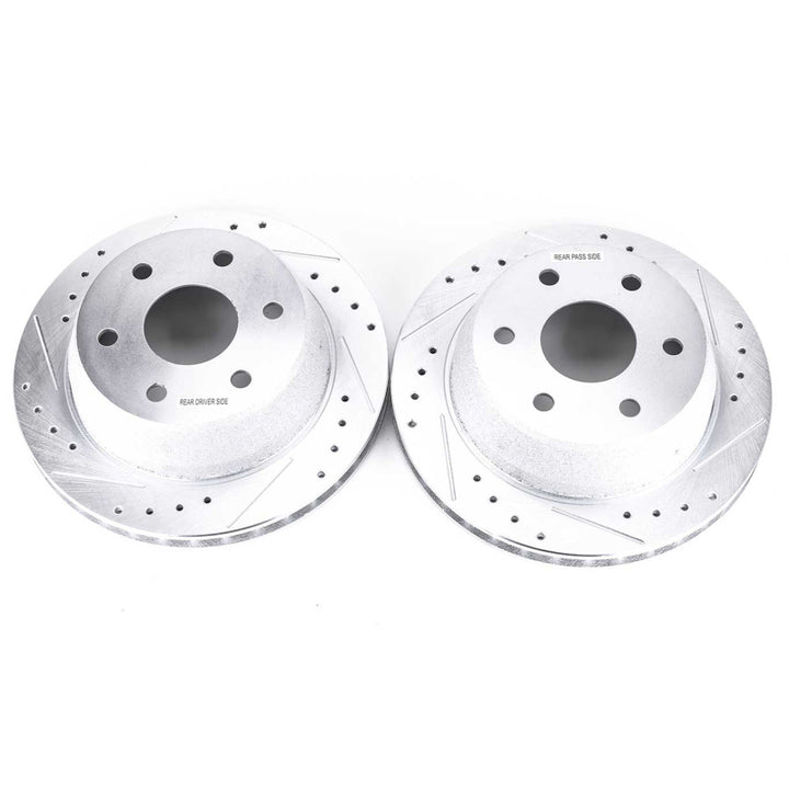 Power Stop 02-06 Cadillac Escalade Rear Evolution Drilled & Slotted Rotors - Pair - Bull Strap