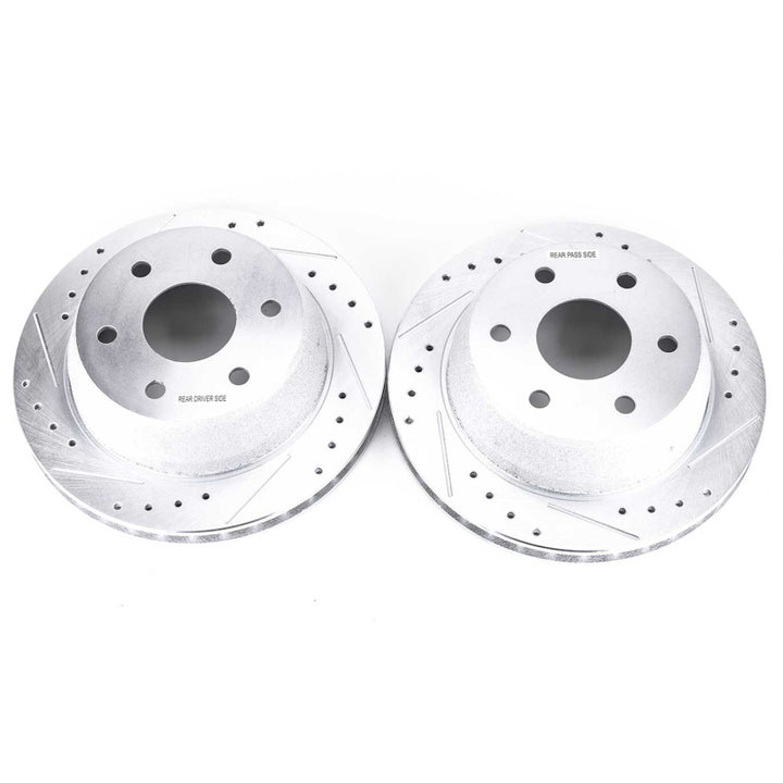 Power Stop 02-06 Cadillac Escalade Rear Evolution Drilled & Slotted Rotors - Pair - Bull Strap