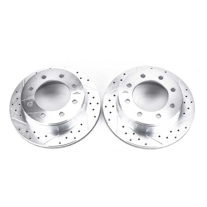 Power Stop 02-06 Chevrolet Avalanche 2500 Rear Evolution Drilled & Slotted Rotors - Pair - Bull Strap