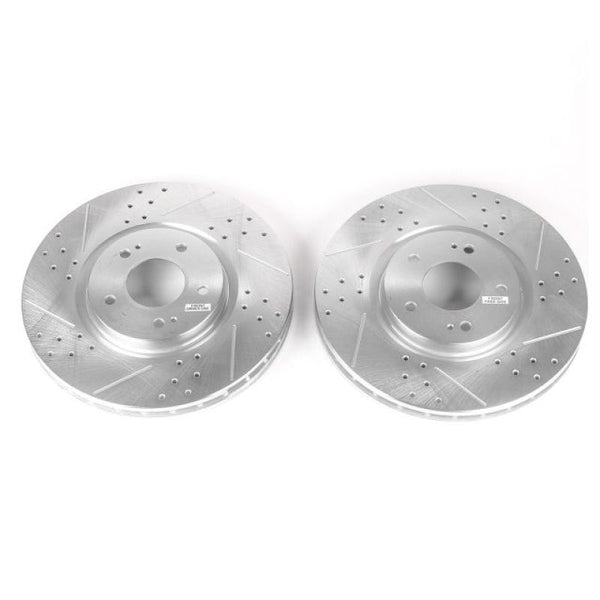 Power Stop 03-06 Mitsubishi Lancer Front Evolution Drilled & Slotted Rotors - Pair - Bull Strap