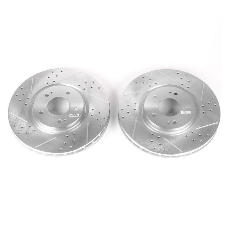 Power Stop 03-06 Mitsubishi Lancer Front Evolution Drilled & Slotted Rotors - Pair - Bull Strap