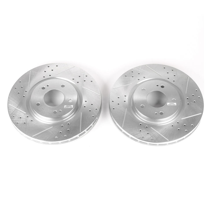 Power Stop 03-06 Mitsubishi Lancer Front Evolution Drilled & Slotted Rotors - Pair - Bull Strap