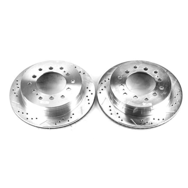 Power Stop 03-09 Lexus GX470 Rear Evolution Drilled & Slotted Rotors - Pair - Bull Strap