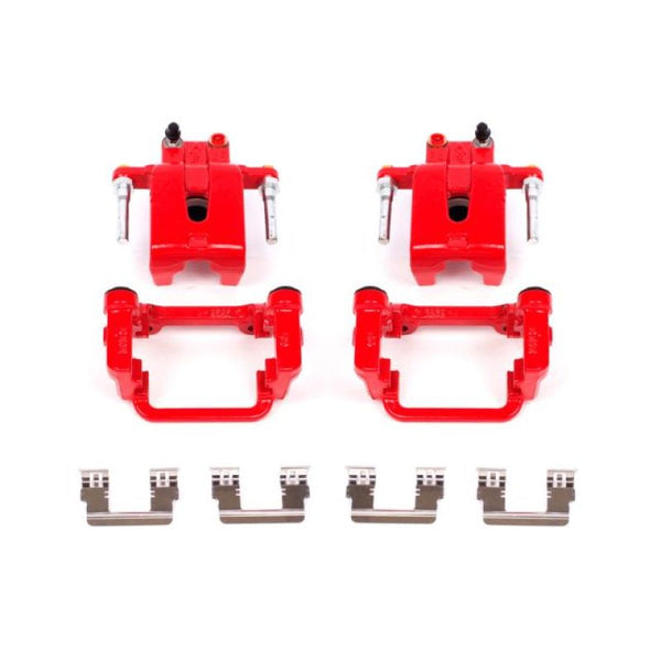 Power Stop 05-19 Chrysler 300 Rear Red Calipers w/Brackets - Pair - Bull Strap