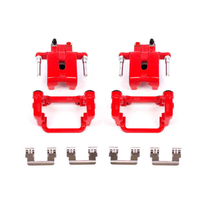 Power Stop 05-19 Chrysler 300 Rear Red Calipers w/Brackets - Pair - Bull Strap