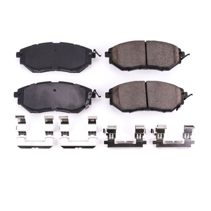 Power Stop 06-07 Subaru B9 Tribeca Front Z17 Evolution Ceramic Brake Pads w/Hardware - Bull Strap