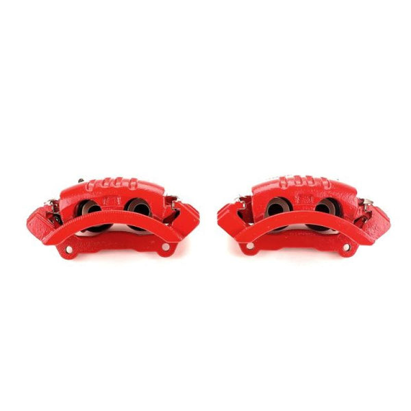 Power Stop 06-08 Dodge Ram 1500 Rear Red Calipers w/Brackets - Pair - Bull Strap