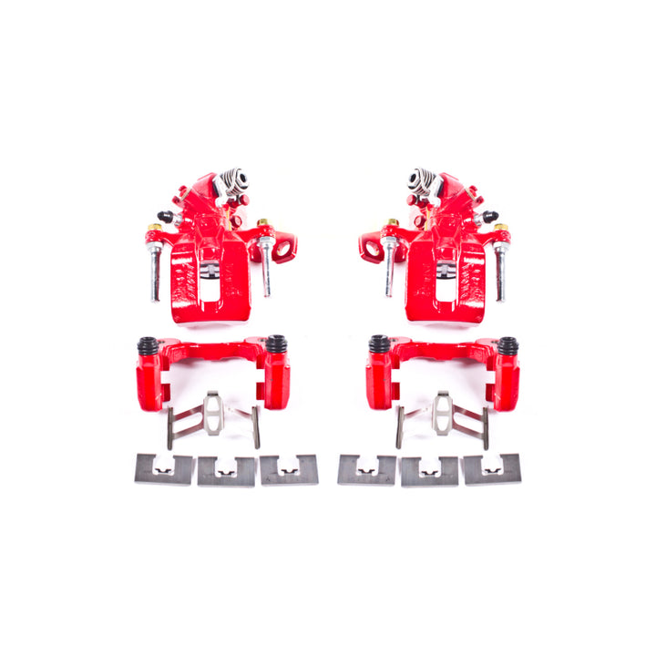 Power Stop 06-11 Acura CSX Rear Red Calipers w/Brackets - Pair - Bull Strap