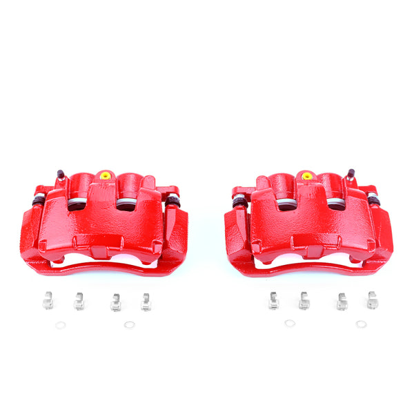 Power Stop 07-09 Chrysler Aspen Front Red Calipers w/Brackets - Pair - Bull Strap