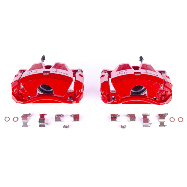 Power Stop 07-10 Lexus IS250 Front Red Calipers w/Brackets - Pair - Bull Strap