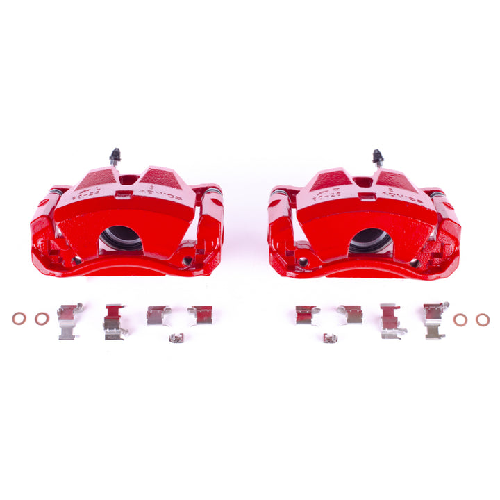 Power Stop 07-10 Lexus IS250 Front Red Calipers w/Brackets - Pair - Bull Strap