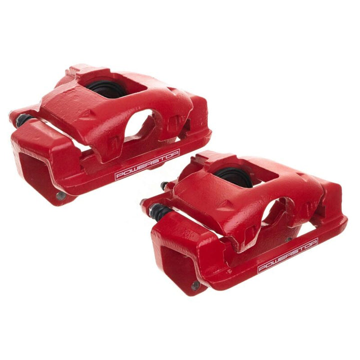 Power Stop 07-18 Jeep Wrangler JK Front Red Caliper Pair w/Bracket - Bull Strap