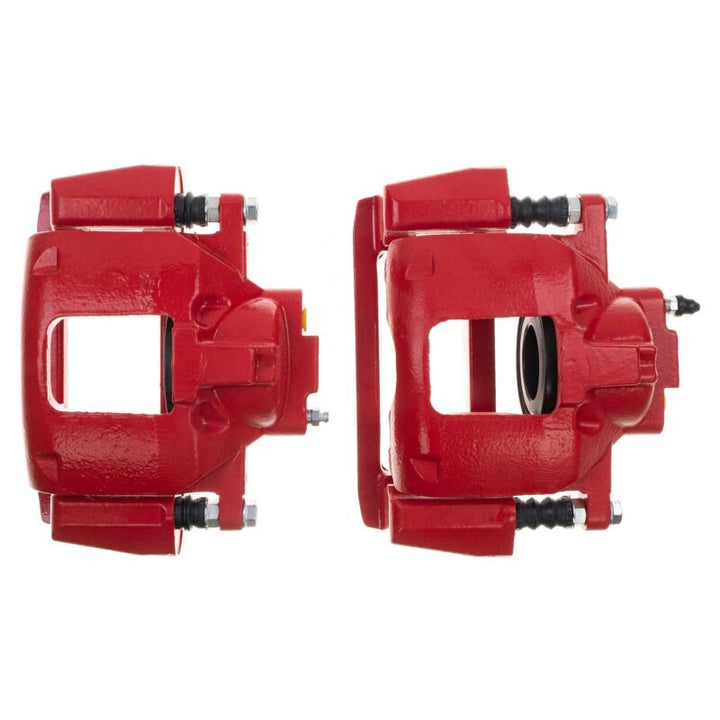 Power Stop 07-18 Jeep Wrangler JK Front Red Caliper Pair w/Bracket - Bull Strap