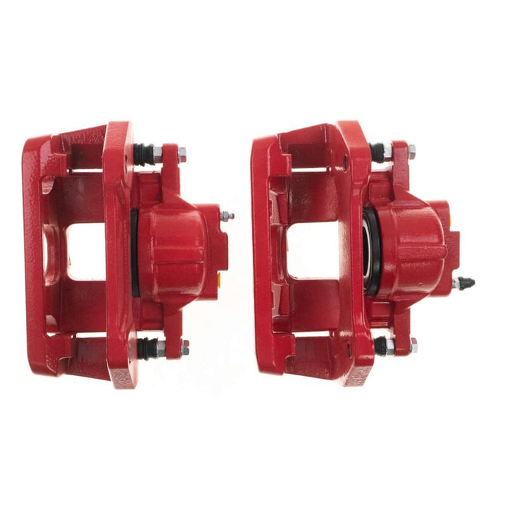 Power Stop 07-18 Jeep Wrangler JK Front Red Caliper Pair w/Bracket - Bull Strap