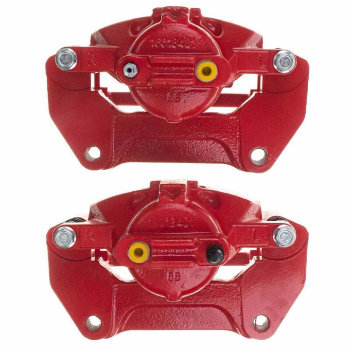 Power Stop 07-18 Jeep Wrangler JK Front Red Caliper Pair w/Bracket - Bull Strap