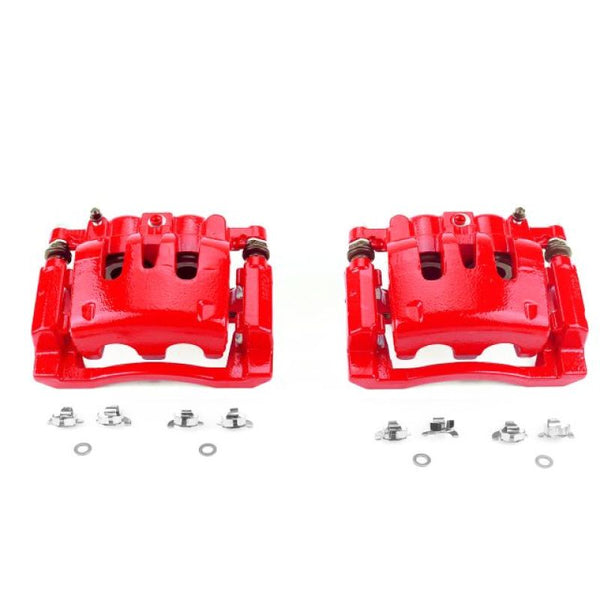 Power Stop 08-12 Ford F-250 Super Duty Rear Red Calipers w/Brackets - Pair - Bull Strap