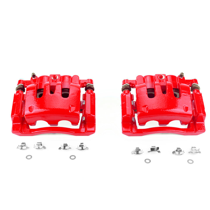 Power Stop 08-12 Ford F-250 Super Duty Rear Red Calipers w/Brackets - Pair - Bull Strap