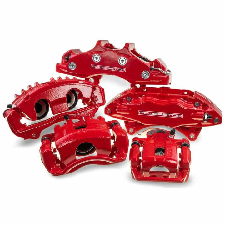 Power Stop 08-12 Ford F-250 Super Duty Rear Red Calipers w/Brackets - Pair - Bull Strap