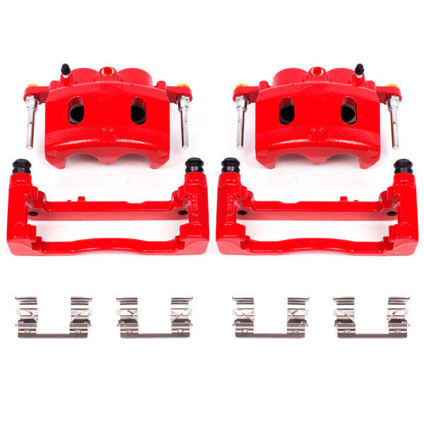 Power Stop 08-16 Cadillac Escalade Front Red Calipers w/Brackets - Pair - Bull Strap