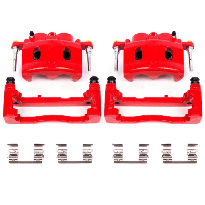 Power Stop 08-16 Cadillac Escalade Front Red Calipers w/Brackets - Pair - Bull Strap