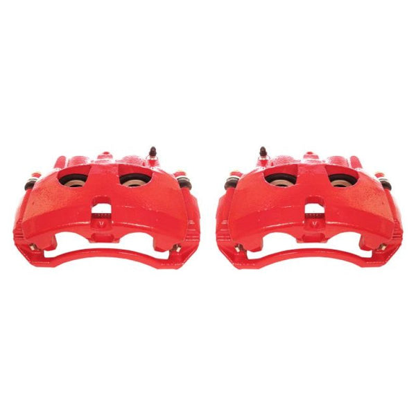 Power Stop 09-10 Dodge Ram 2500 Front Red Calipers w/Brackets - Pair - Bull Strap
