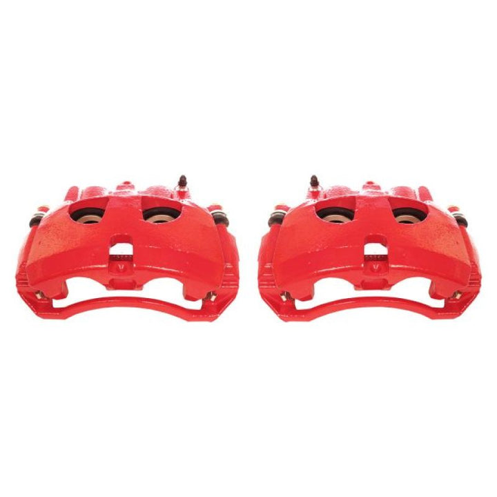 Power Stop 09-10 Dodge Ram 2500 Front Red Calipers w/Brackets - Pair - Bull Strap