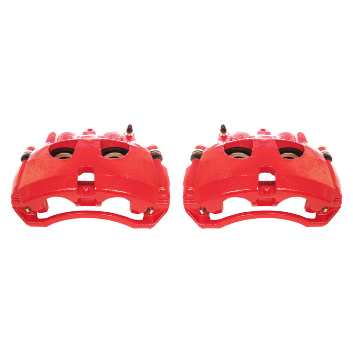 Power Stop 09-10 Dodge Ram 2500 Front Red Calipers w/Brackets - Pair - Bull Strap
