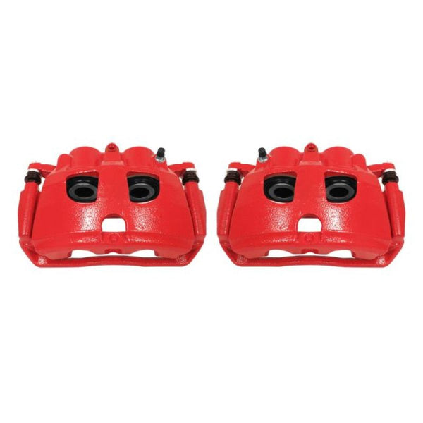 Power Stop 09-10 Dodge Ram 2500 Rear Red Calipers w/Brackets - Pair - Bull Strap