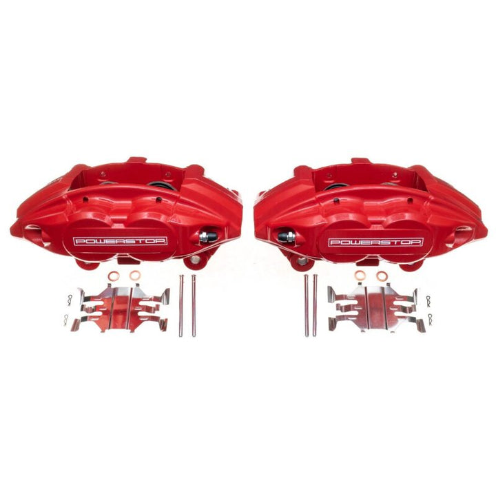 Power Stop 09-19 Nissan 370Z Front Red Calipers w/o Brackets - Pair - Bull Strap