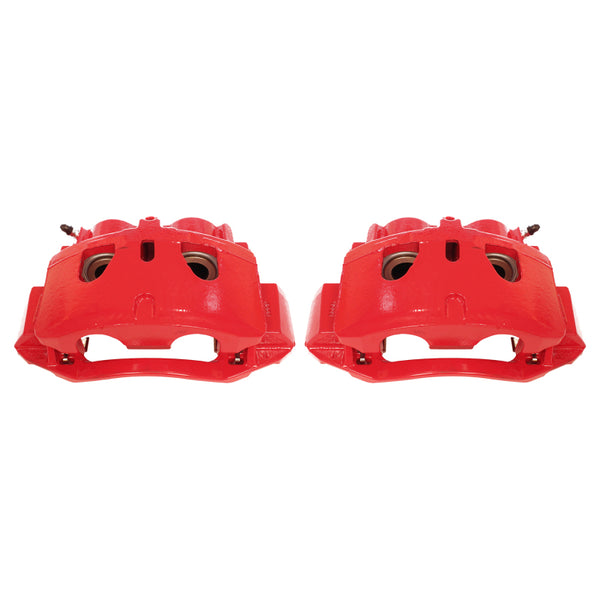 Power Stop 11-19 Chevrolet Silverado 2500 HD Front Red Calipers w/Brackets - Pair - Bull Strap
