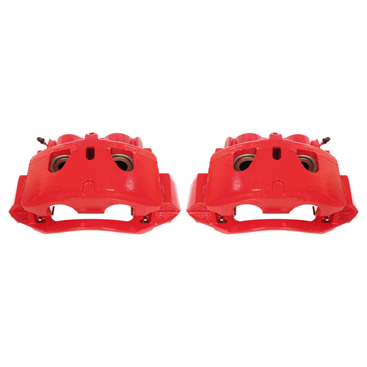Power Stop 11-19 Chevrolet Silverado 2500 HD Front Red Calipers w/Brackets - Pair - Bull Strap