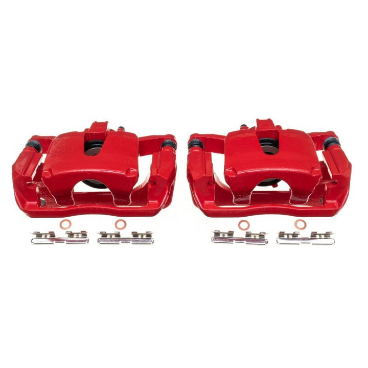 Power Stop 12-17 Ford F-150 Rear Red Calipers w/Brackets - Pair - Bull Strap