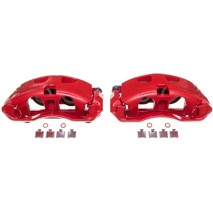 Power Stop 12-19 Ford F-150 Front Red Calipers w/Brackets - Pair - Bull Strap
