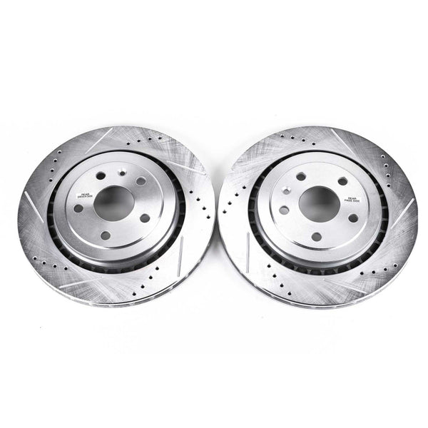 Power Stop 16-18 Cadillac ATS Rear Evolution Drilled & Slotted Rotors - Pair - Bull Strap