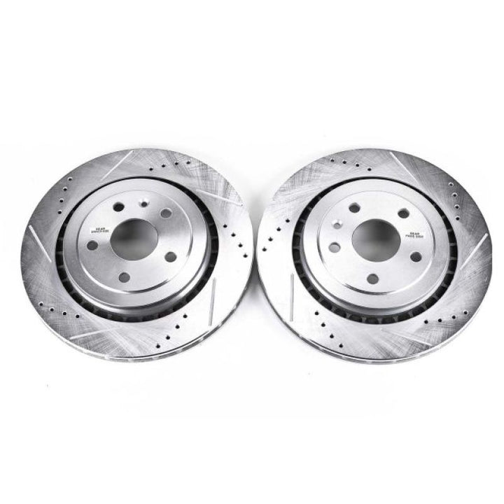 Power Stop 16-18 Cadillac ATS Rear Evolution Drilled & Slotted Rotors - Pair - Bull Strap