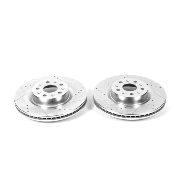 Power Stop 16-19 Cadillac CT6 Front Evolution Drilled & Slotted Rotors - Pair - Bull Strap