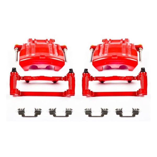 Power Stop 2012 Chrysler 300 Front Red Calipers w/Brackets - Pair - Bull Strap