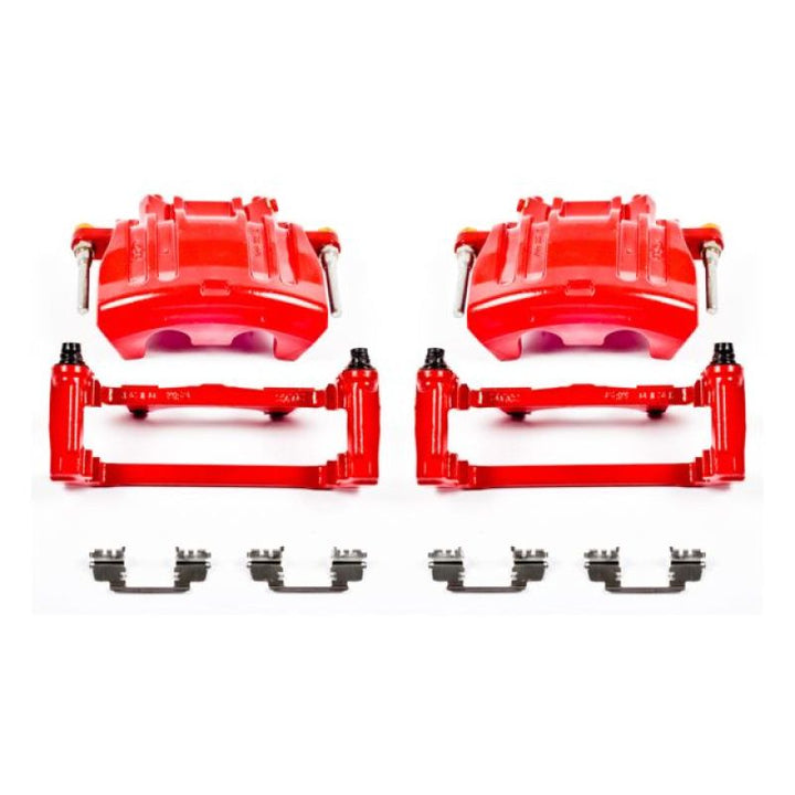 Power Stop 2012 Chrysler 300 Front Red Calipers w/Brackets - Pair - Bull Strap