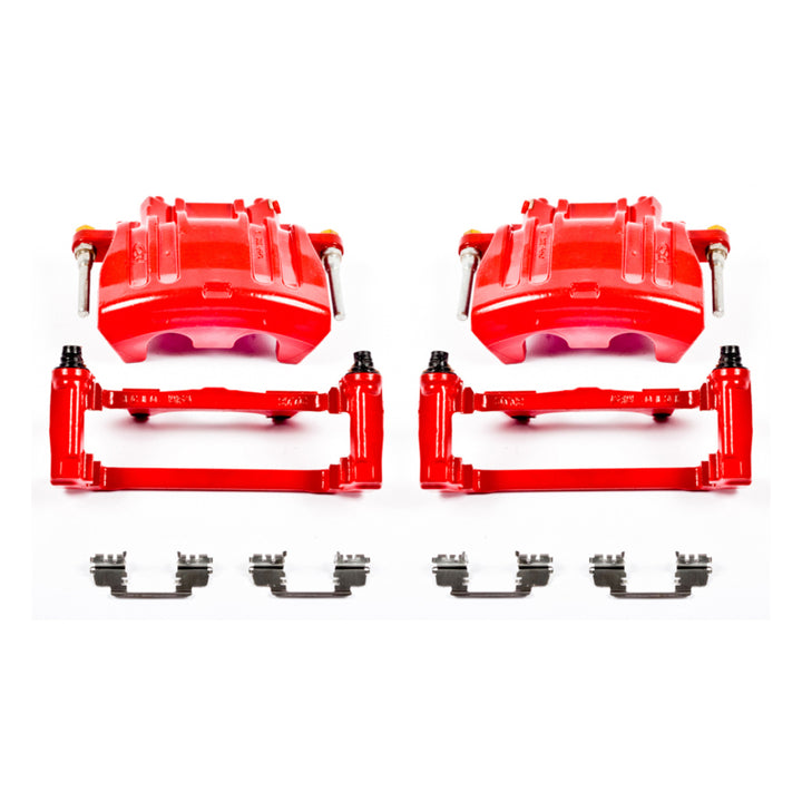 Power Stop 2012 Chrysler 300 Front Red Calipers w/Brackets - Pair - Bull Strap